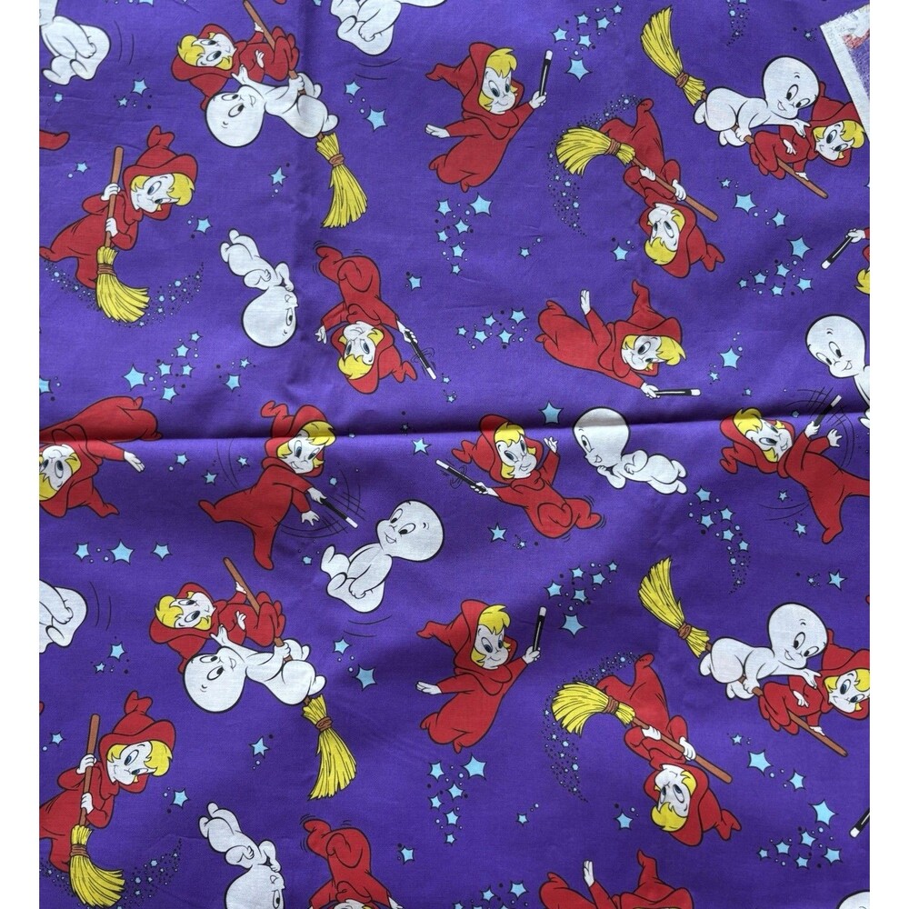 2013 Casper Friendly Ghost Wendy Witch Halloween Fabric Remnant Purple Cotton